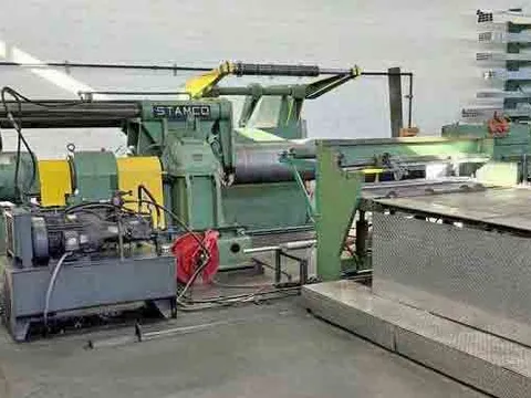 54 inch Stamco coil slitting line with uncoiler, slitter, and recoiler for sale