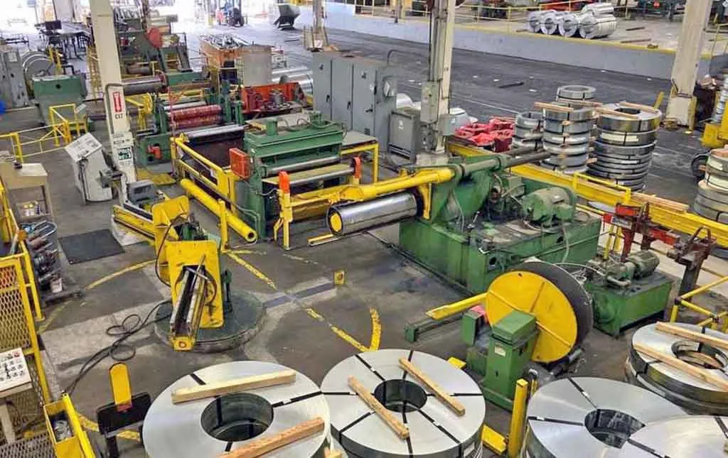 Paxson coil slitting line - overhead view of the full line