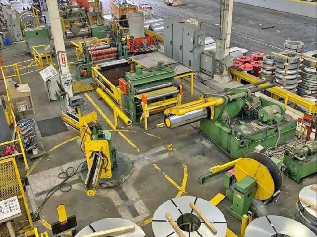 Paxson coil slitting line - overhead view of the processing line