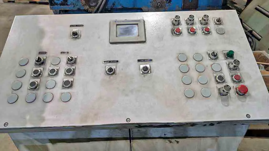 Paxson slitting line - control pulpit upgraded in 2009 with new PLC touchscreen