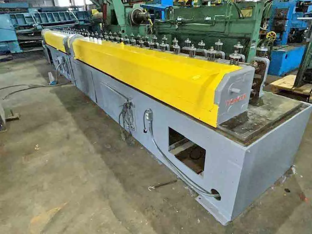 Tishken rollformer - full machine with yellow guarding and drive end