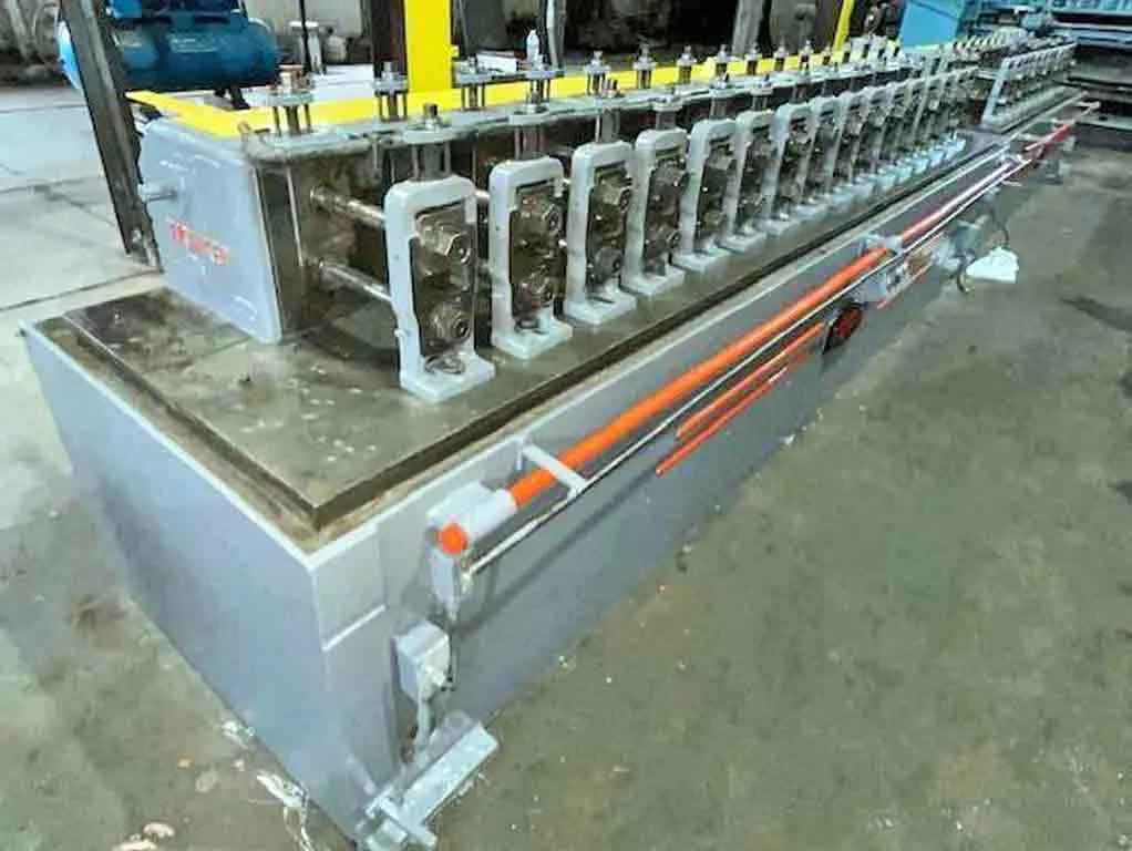 Tishken rollformer - angled view of forming stands along the line